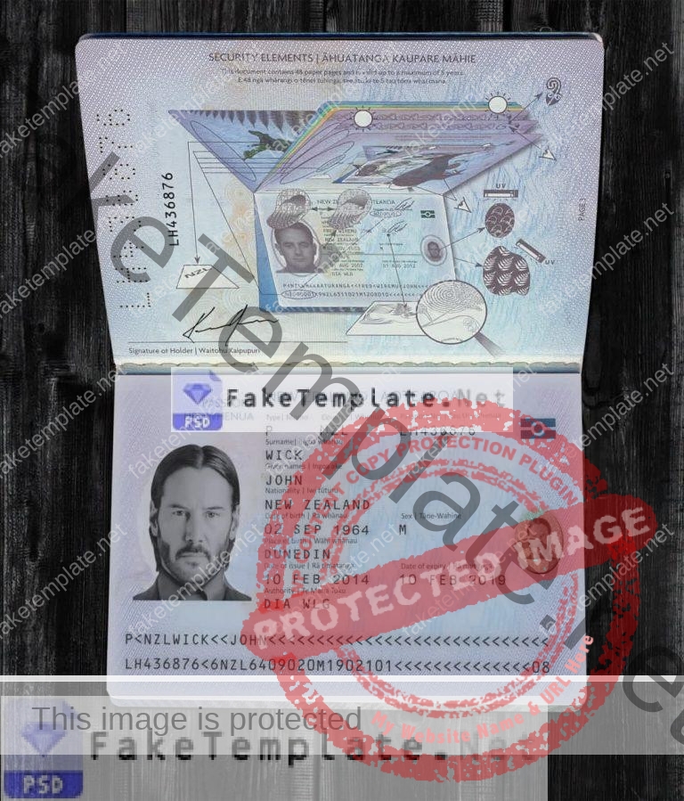 New Zealand Passport 2009 Editable Psd Template Psd Template Account Verification Psd 4304